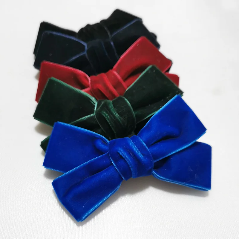 12 шт. смешанные цвета бархат бант для волос подростков элегантные женские
