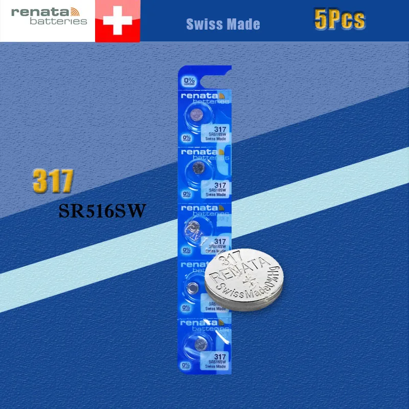 5 шт./лот бренд Renata длительный срок 317 SR516SW SR62 D317 V317 часы кнопка батареи монета сотового швейцарского производства