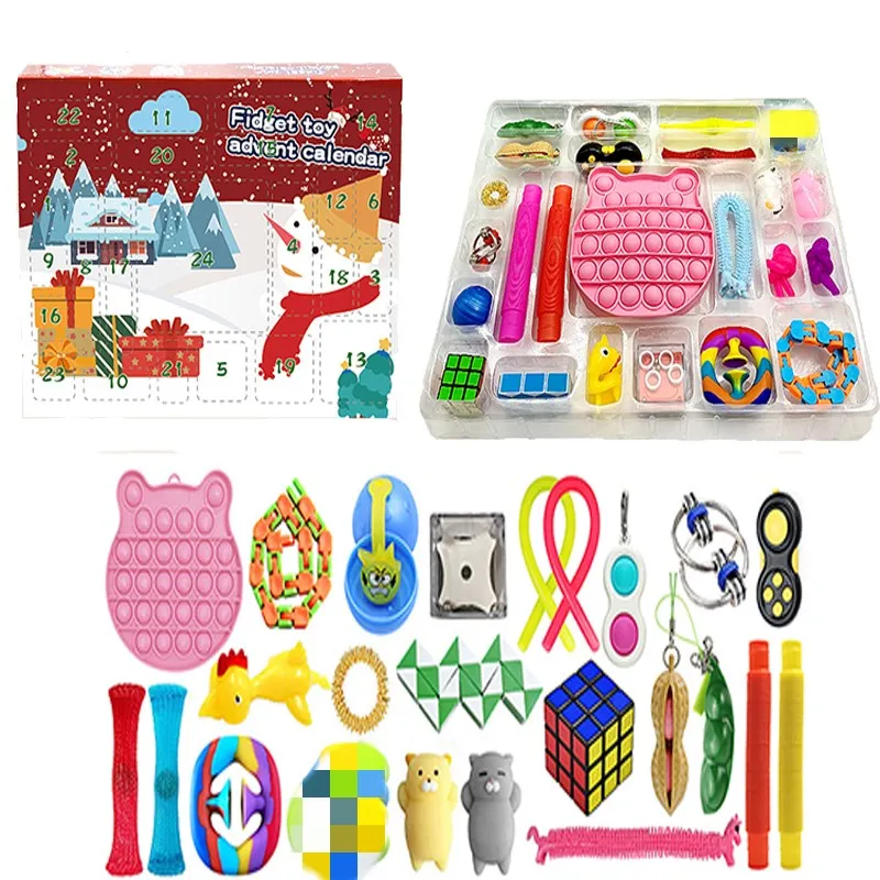 

24 Fidget Anti Stress Relief Toys Sets Surprise Advent Calendar Christmas Blind Box Slow Rising Squishy Squeeze Kids Gift Boys