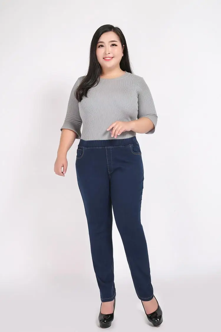 2XL-9XL Autumn Winter Large Size jean Women Casual High Waist Stretch Pencil Denim Pants 6XL 7XL 8XL Plus size Jean Trouser