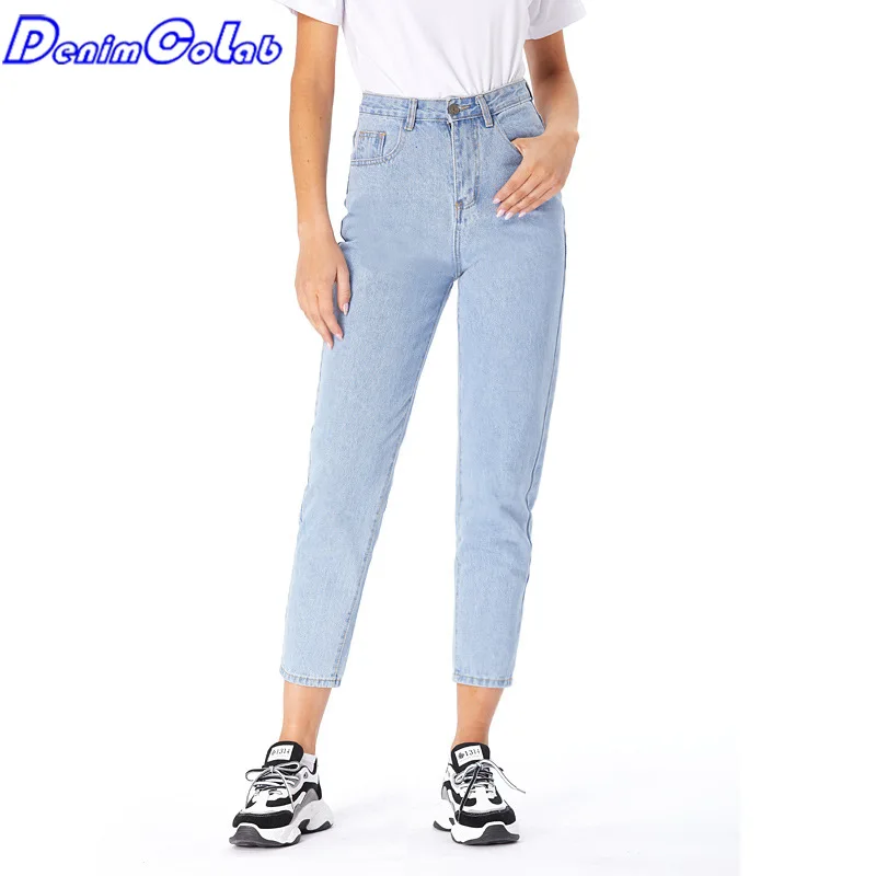 

Denimcolab 2021 High Waist Jeans Pants Women Fashion Solid Plus Size Retro Jeans Ladies Casual Straight Pants Vintage Mom Jeans