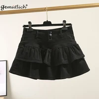 gemutlich women denim mini sexy skirt jeans high waist japan style ruffles pleated short skirt new 2021 s 9xl 38 40