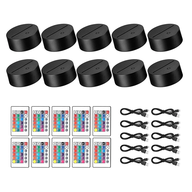 10 шт./упаковка светодиодный ночник 3D + пульт дистанционного управления USB-кабель 16