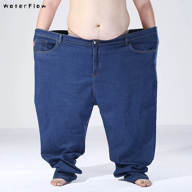 2019 новые мужские негабаритные джинсы свободные большие размеры эластичные брюки