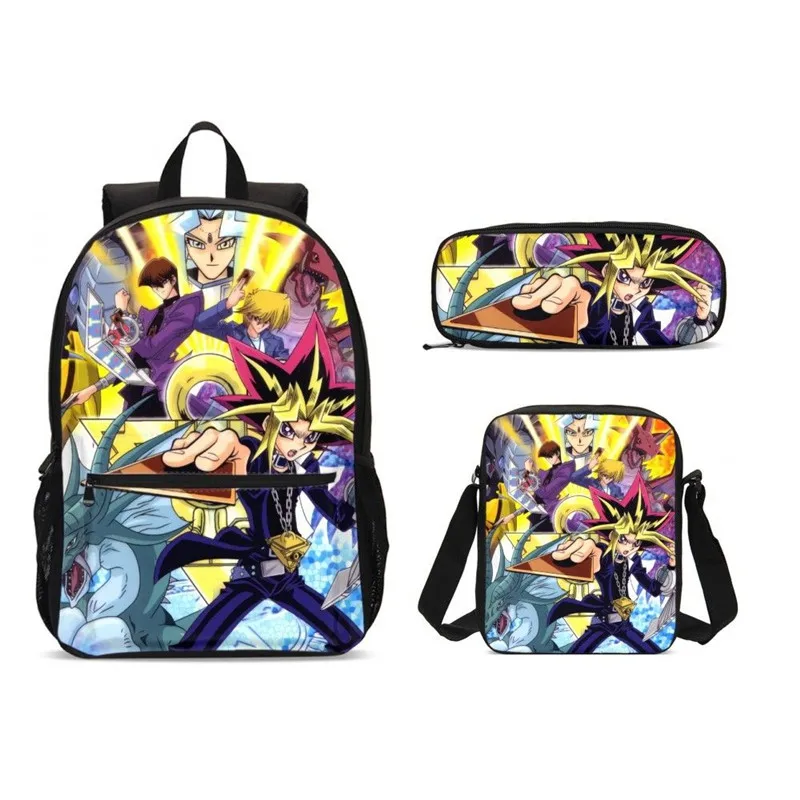 Аниме Дуэль Монстры печать школьные сумки для подростков мальчиков мультфильм