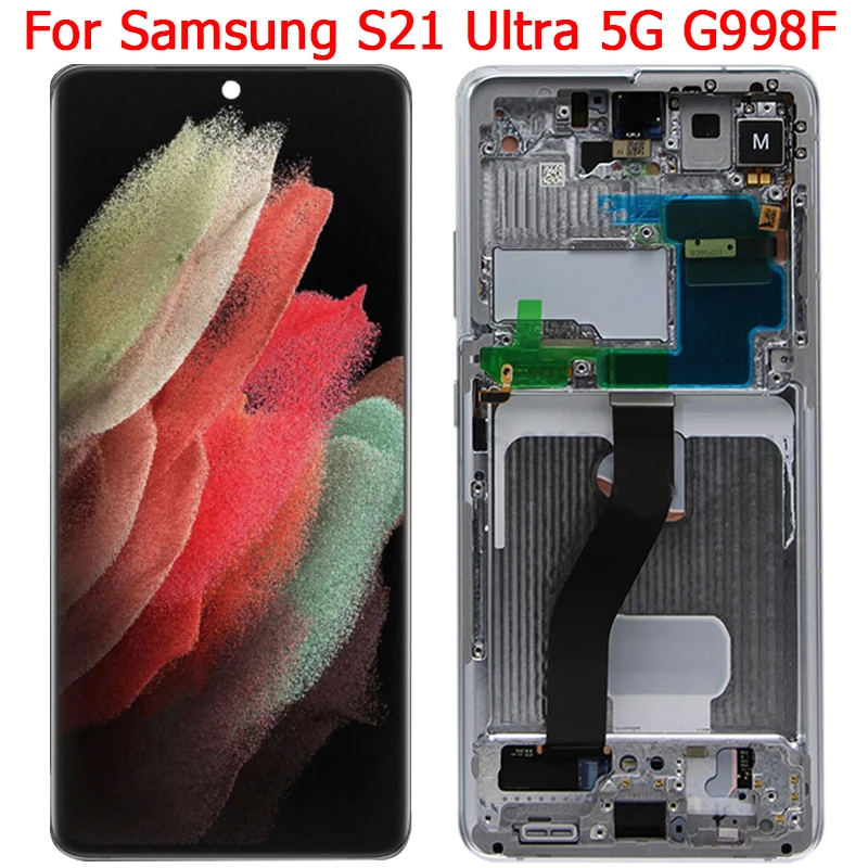 Tanie Oryginalny G998F LCD Do Samsung Galaxy S21 Ultra Wyświetlacz Z Ramką 6.8