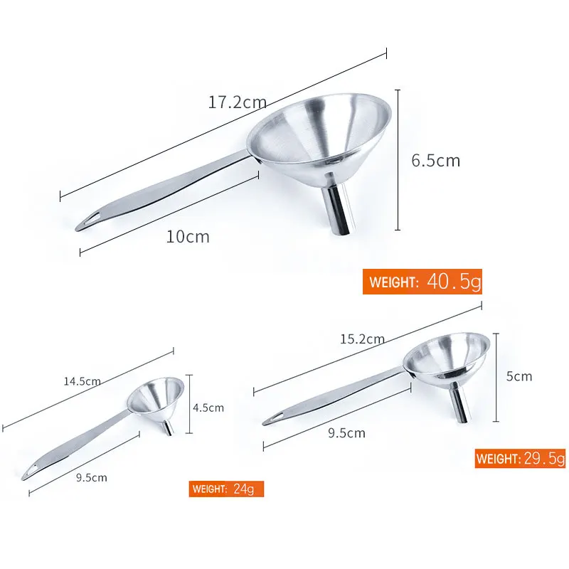 3 шт./компл. Нержавеющая сталь ложки с длинной ручкой воронка