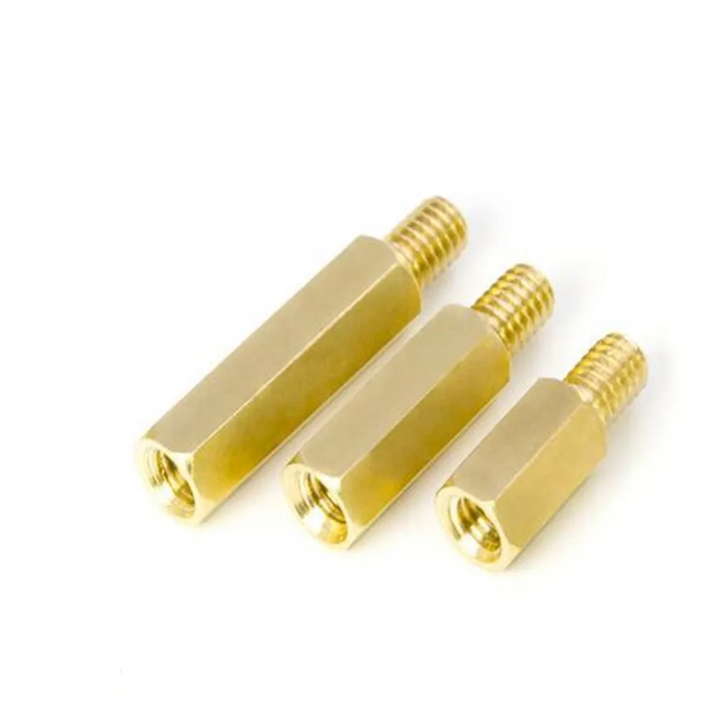 100Pcs Brass Hex Standoff M6*15+8mm Nut Spacing Screw Male Female Threaded Hollow Pillar PCB Motherboard Spacer Standoff L=15MM