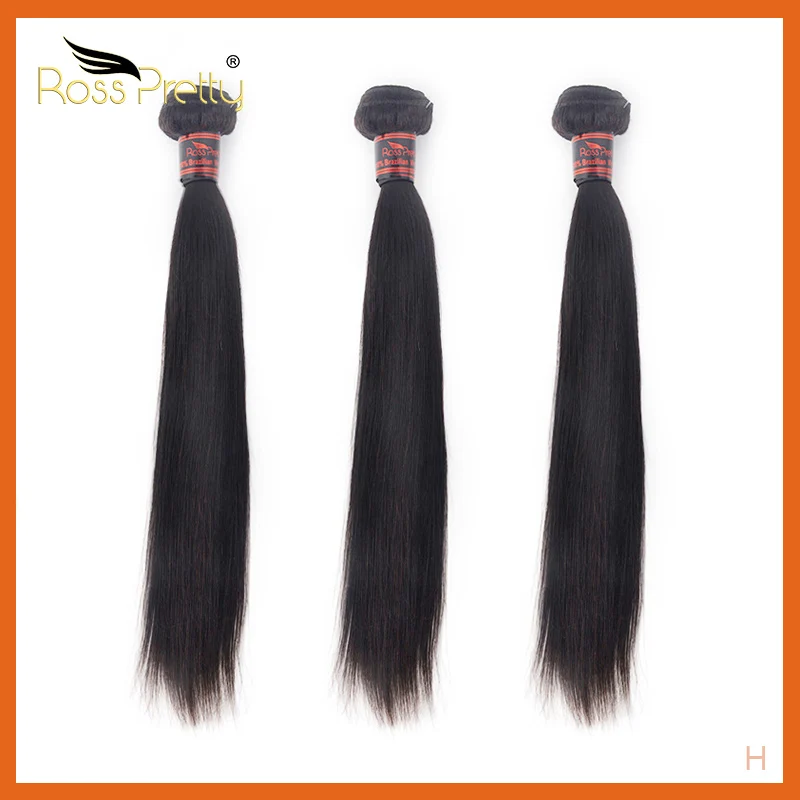 Длинные волосы 8 дюймов до 36 дюймов Ross Pretty Remy бразильские прямые волосы пряди человеческих волос Плетение пучок натуральный цвет черный