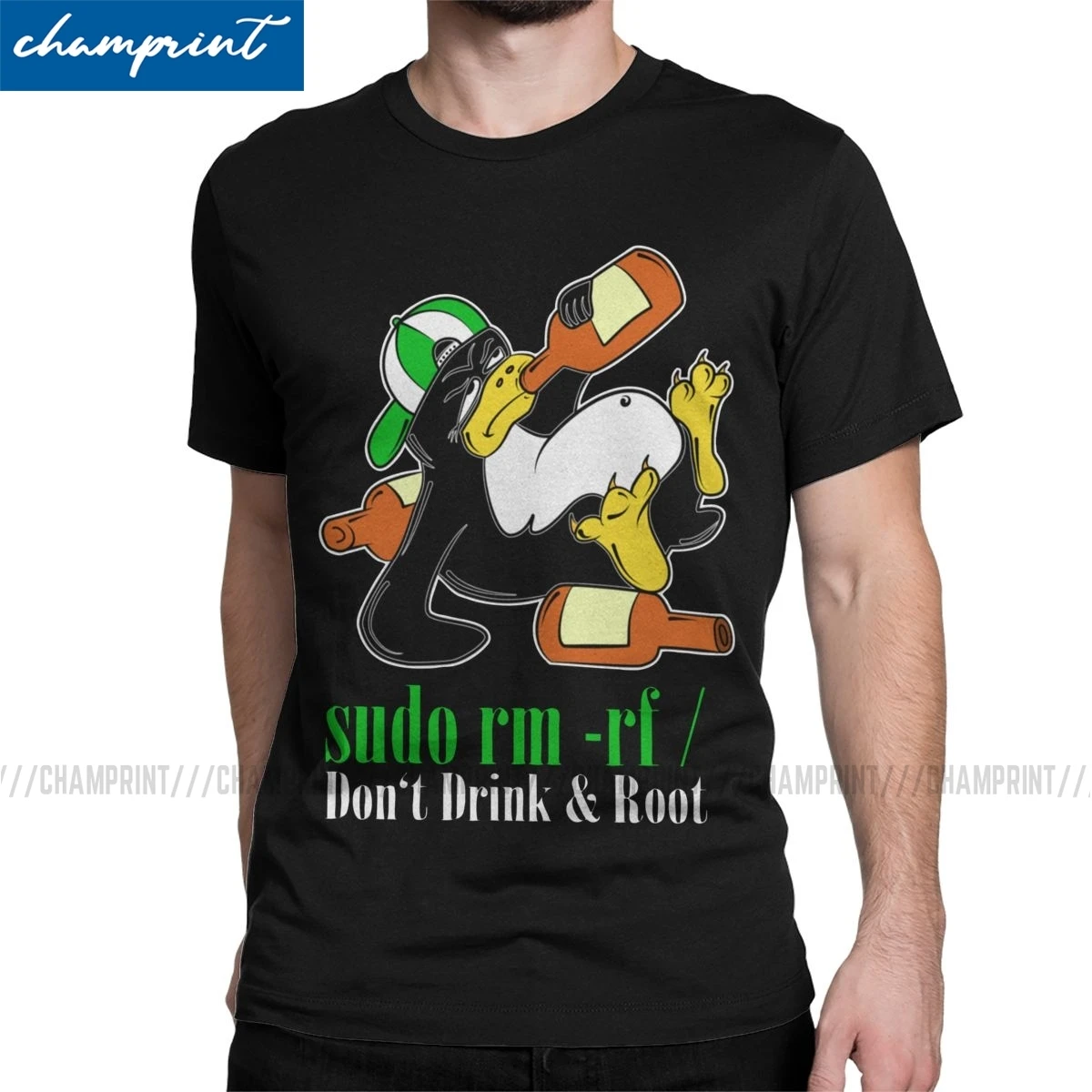 Мужская футболка с Linux Penguin Sudo Rm Rf I Don't Drink And Root разработчик Винтаж программатор
