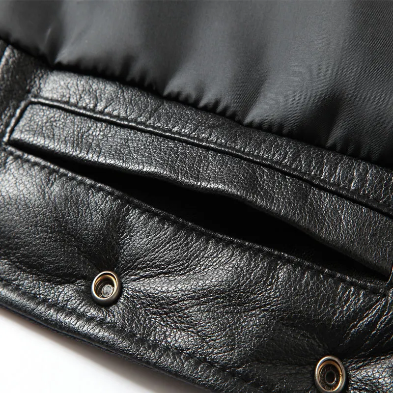 

Fashion Winter Warm Classic High Quality Slim Real Leather Sheepskin Vest Genuine Leather White Duck Down Jacket Mens Vest Coats