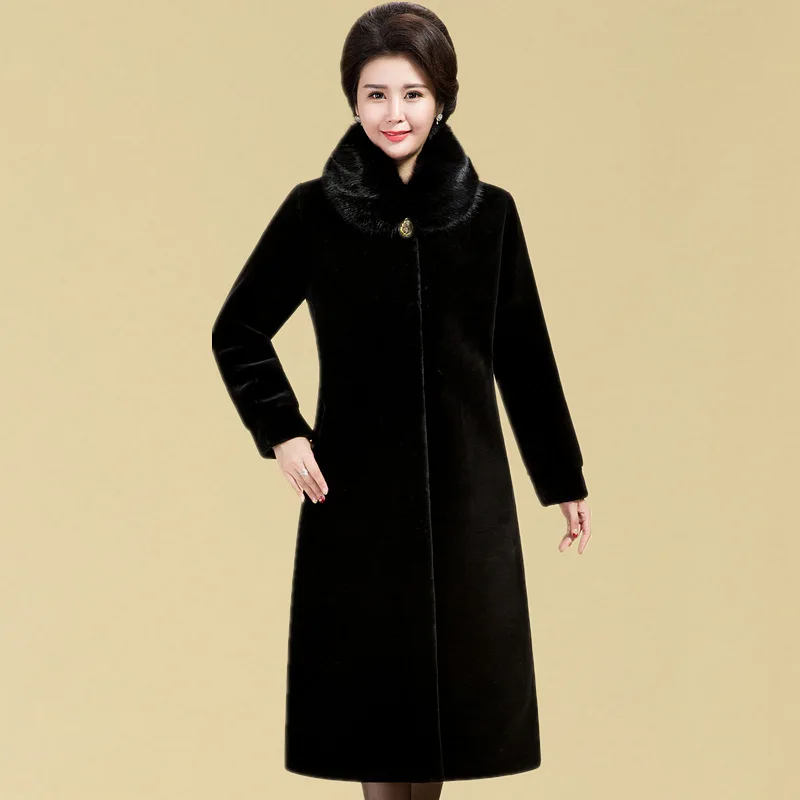 Женское меховое пальто средней длины выше колена новинка платье для мамы
