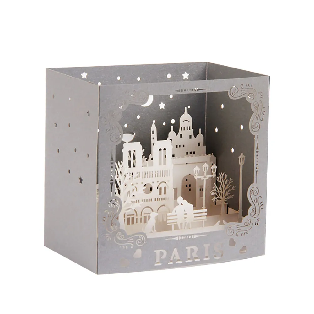 Праздничная открытка домашняя настольная декоративная с выдвижным изображением