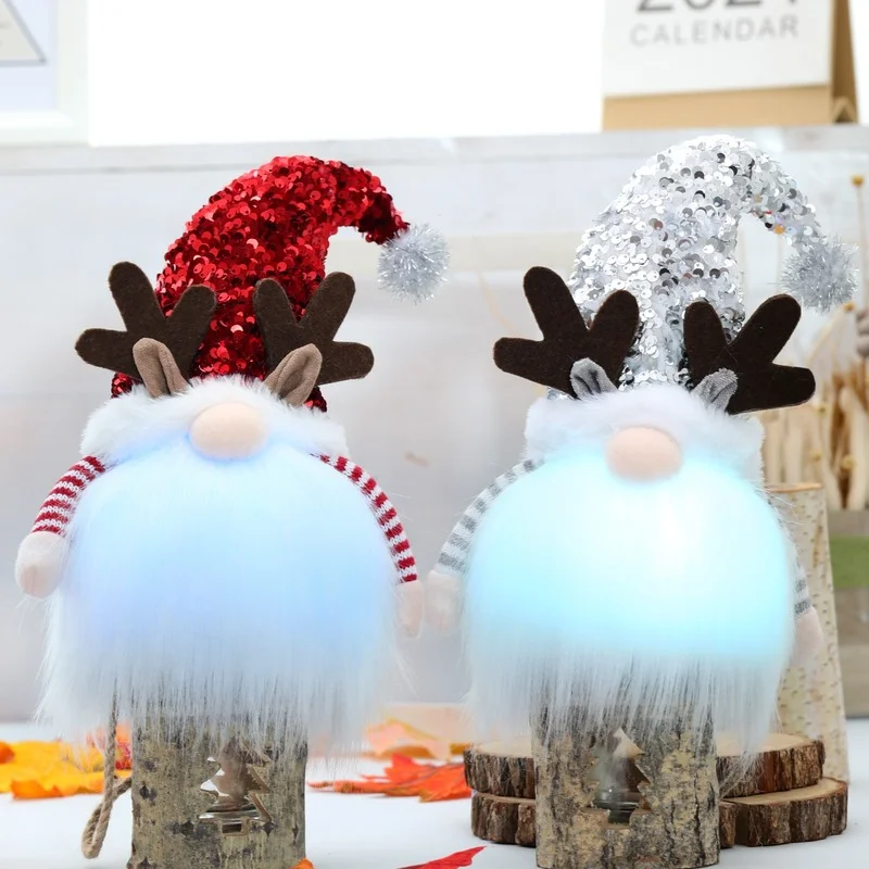 

Christmas Lights Decoration Glowing Faceless Doll Doll Ornaments Home Bedroom Decor Fairy Lights Cristmas Decoration 2022