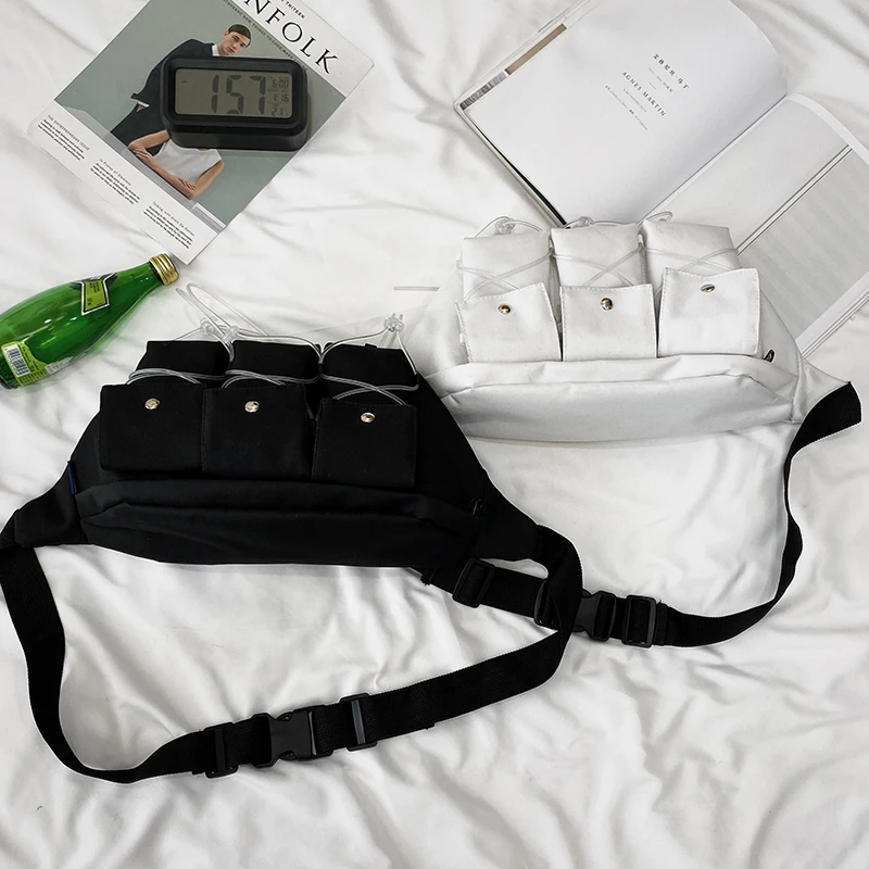 Multi-pocket Unisex Belt Close-Fitting Waist Bags Multi-Functional Hip Bum Reflective Strip Shoulder Bag Nylon Fanny |