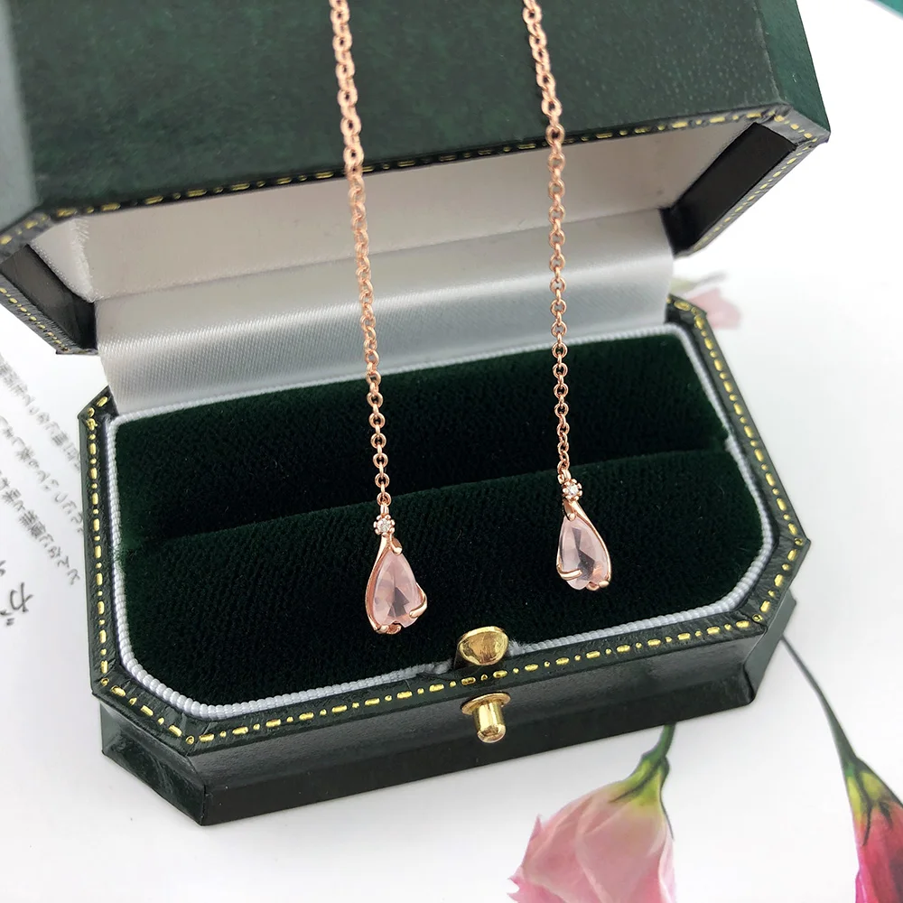 Женские серьги-подвески из стерлингового серебра 925 пробы с вишенкой кварца