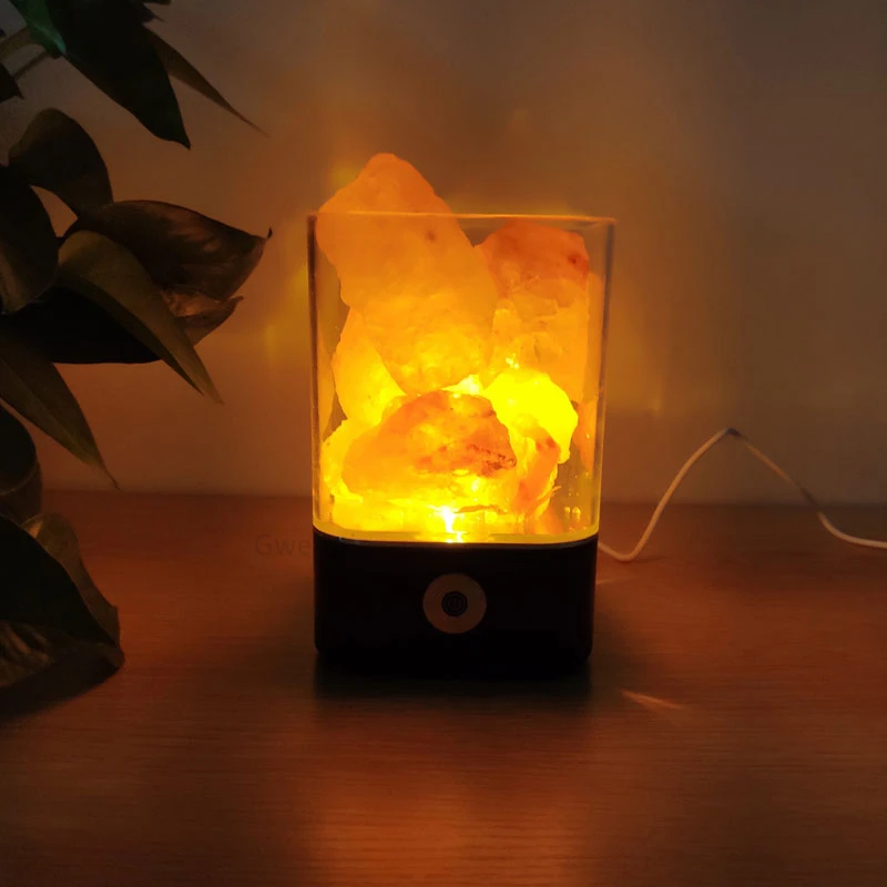 Хрустальная лампа из гималайской соли, светодиодный Ночной светильник с usb-портом для домашнего декора, домашние ночные светильники, настольный прикроватный светильник для спальни, Luminaira
