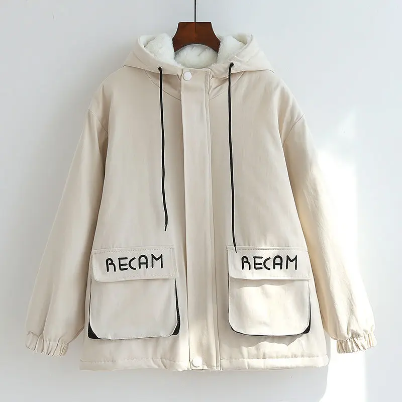 

Plush padded windbreaker jacket women 2020 autumn and winter wear new loose Korean version of wild lamb thick wool women's jacke