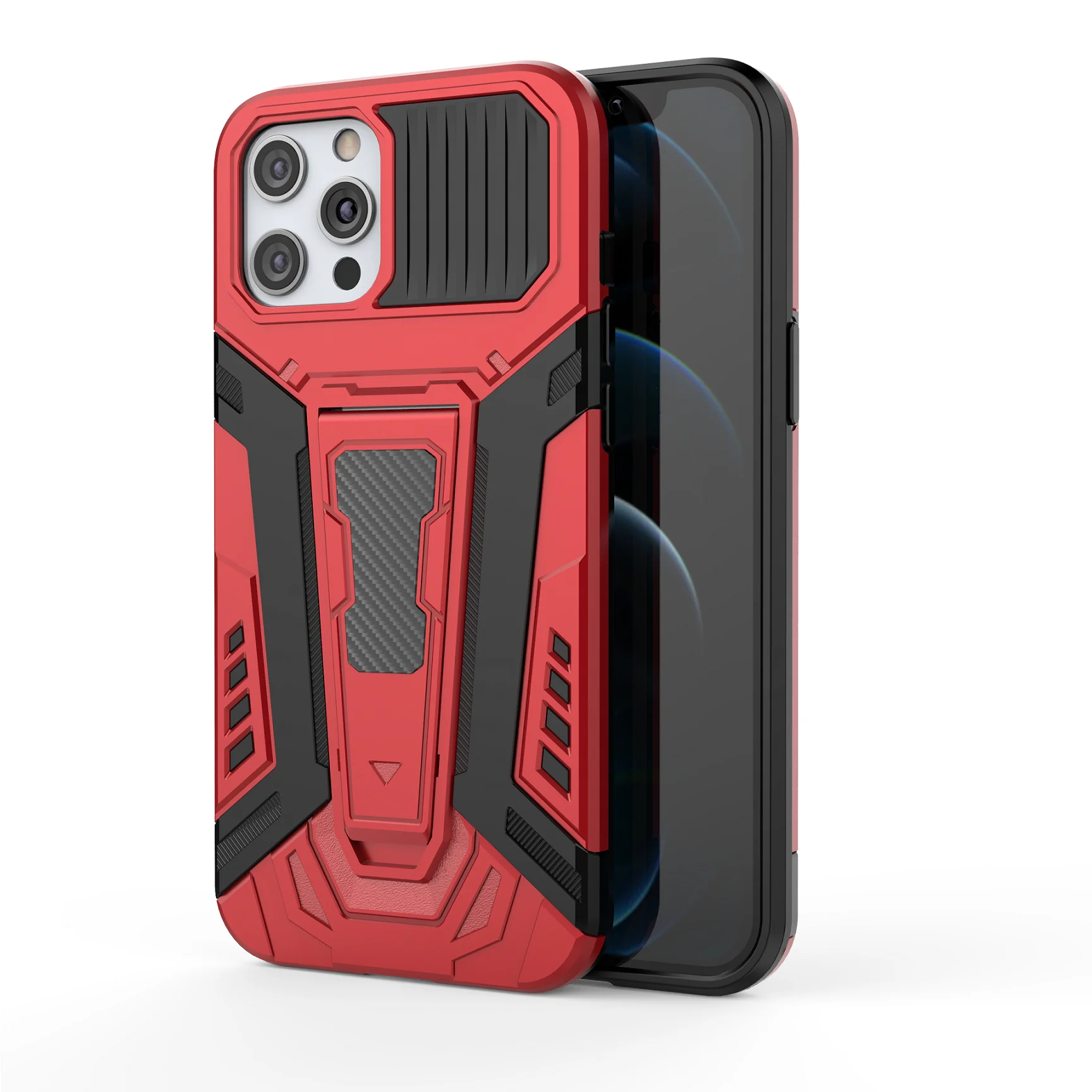 

Fashion Armor Invisible Bracket Phone Case For Xiaomi Pocophone X3 Pro NFC Wheel Silicone Rugged Shockproof Protection PC Cover