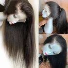 Парик Yaki с прямыми синтетическими кружевами спереди, парик с длинными кружевами, искусственные синтетические волосы, парик с фронтальной кружевной бахромой для женщин