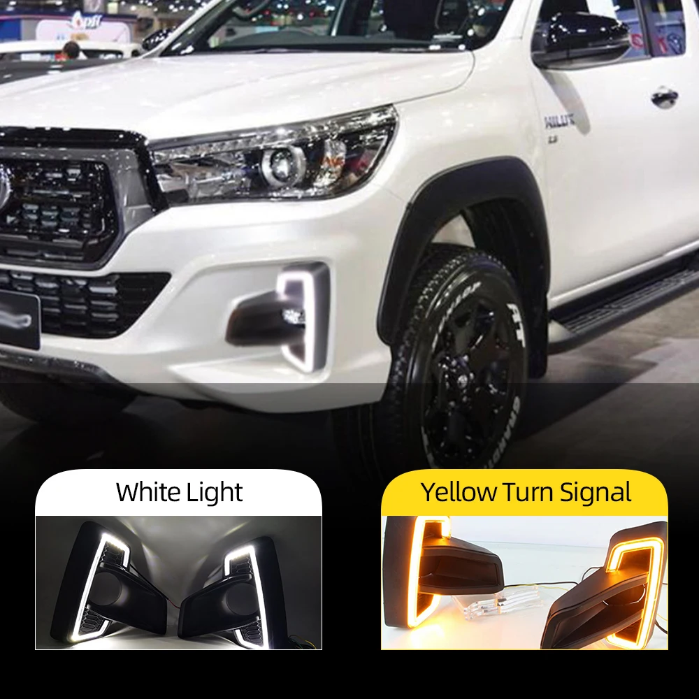 1 пара светодиодный DRL для Toyota Hilux Revo Rocco 2018 2019 дневной ходовой светильник