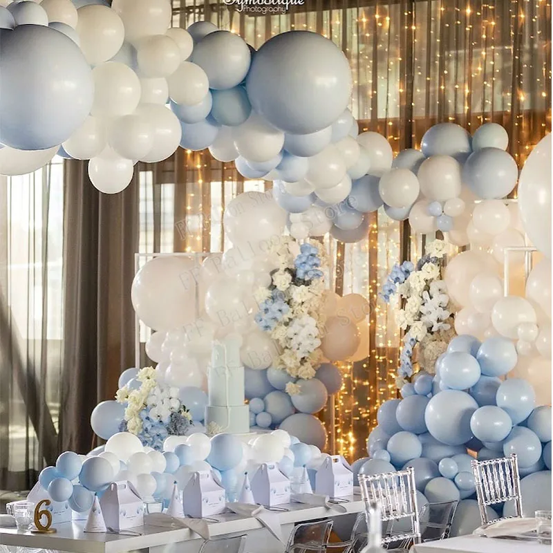 

180pcs Balloon Garland Arch Kit Chrome Maca Blue-white Balloons Wedding Hawaiian Party Birthday Balloons Decorations