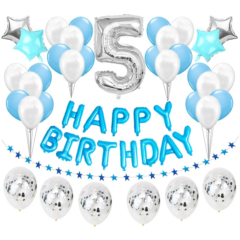 37pcs silver blue 5 37 шт. 1st 1 2 3 4 5 6 7 8 9 10 18 21st 30 40 50 лет с днем рождения Количество воздушных шаров комплект вечерние аксессуары для взрослых и детей, для мальчиков и девочек - Цвет: 37pcs silver blue 5