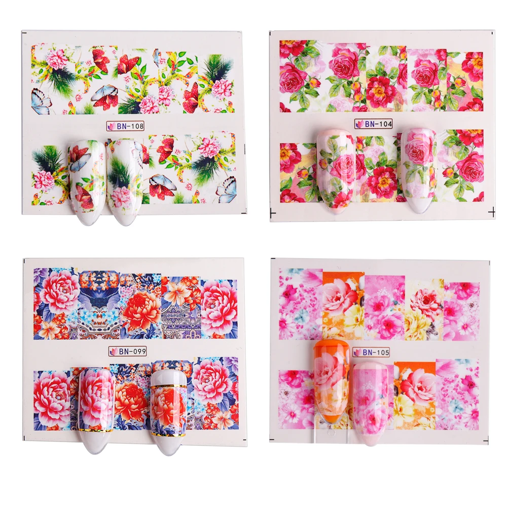 1 Набор наклейки для дизайна ногтей Переводные фольга Слайдеры цветок фрукты