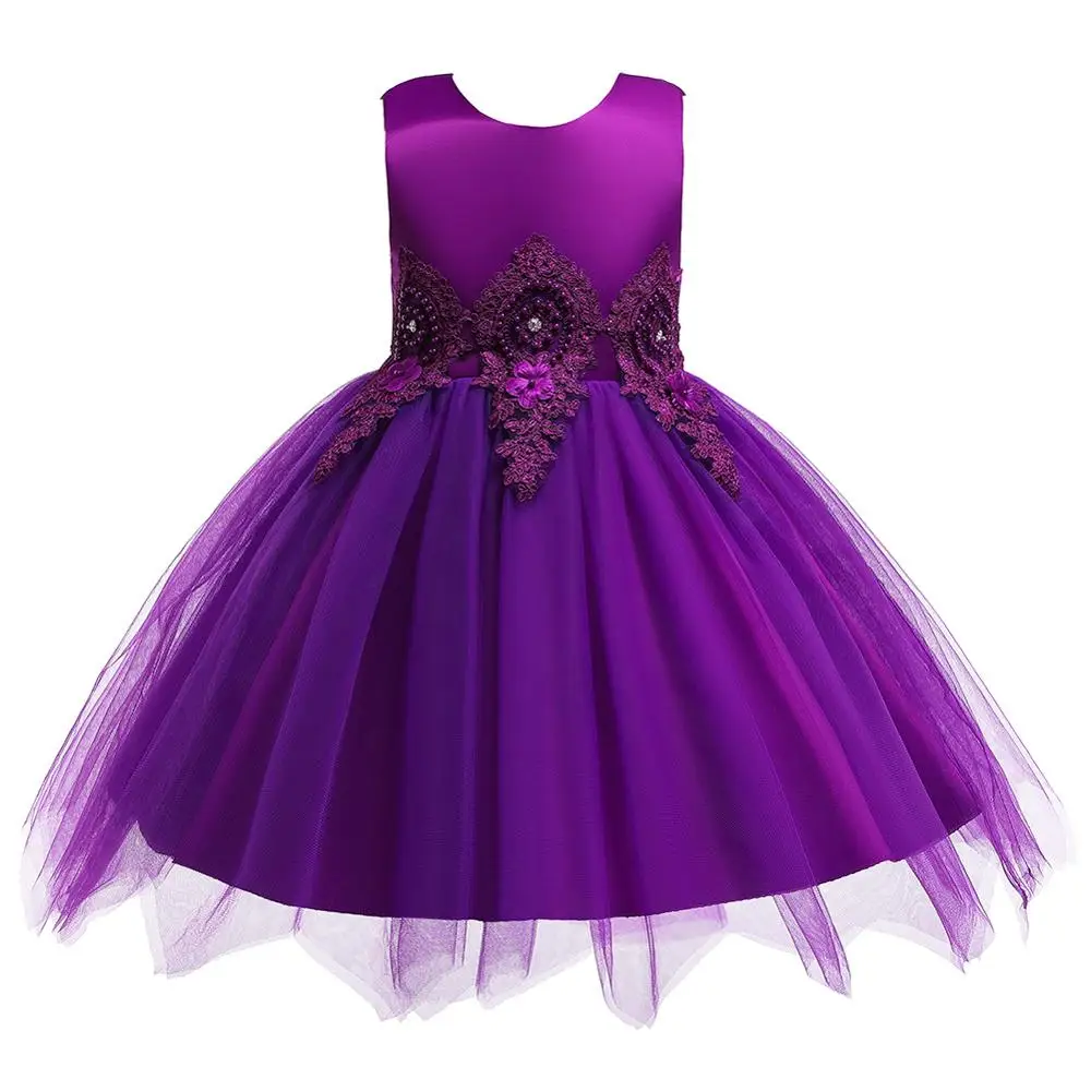 

Princess Kids Baby Party Dress Embroidery Formal Wedding Dresses For Girl Tutu Kids Clothes Children V Backless Design 6M 2 4 6T