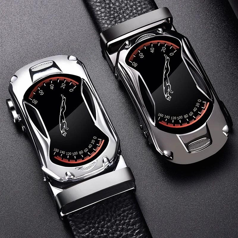 

Catei Karrui New men's belt cowhide belt luxury brand men's sports fashion alloy automatic buckle high quality black leather