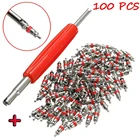 100 шт.набор золотник камеры (короткий), сердечник клапана, клапан для ниппеля автомобиля, мотоцикла, велосипеда