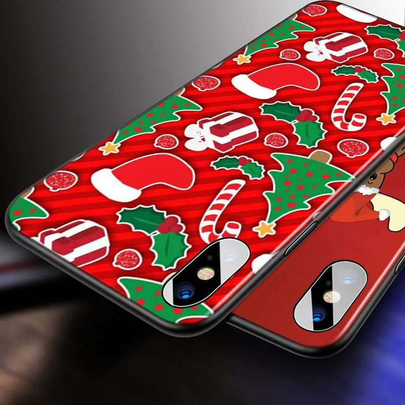 

Merry Christmas For Apple iPhone 12 11 Pro Max mini XS Max XR X 8 7 6 6S Plus 5S SE 2020 Soft Black Phone Case