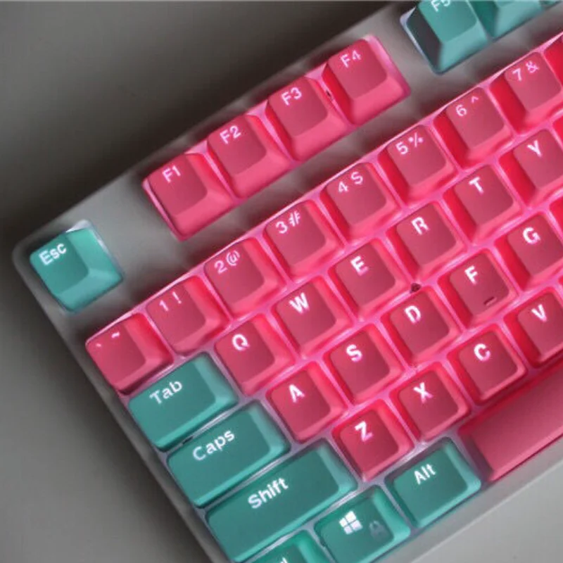 

PBT Translucent Mechanical Keyboard Keycap 104 Key Clear Powder Color Matching Font Luminous OEM Height Cherry MX Switch IKBC RK