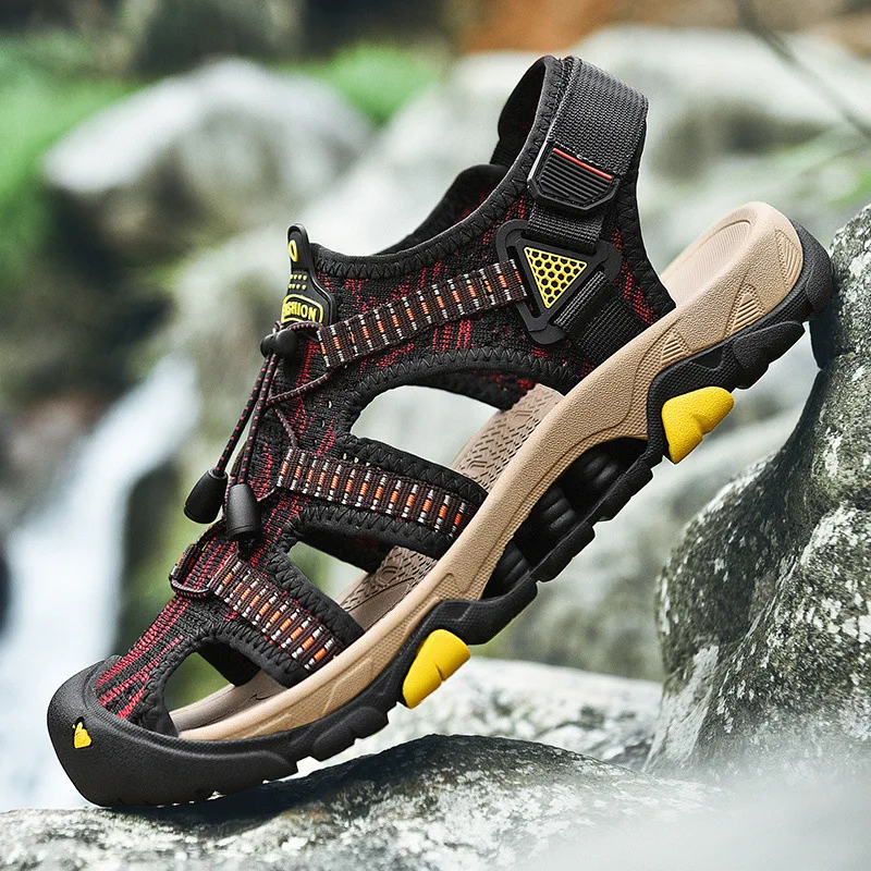 

CEVABULE Big Size 45 Summer Leisure Anti-skid Beach Shoes Genuine Leather Men's Sandals Casual OutDoor Shoes Sandals CLK