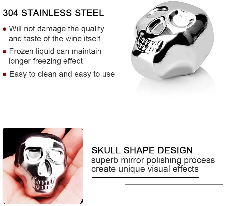 Кубики для виски и водки Beeman охладитель из нержавеющей стали с черепом напитков