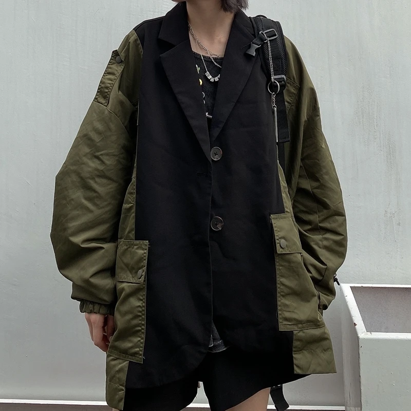 2021 Autumn Winter Korean Fashion Panelled Loose Long Sleeve Coats Womens Clothing Casual Pocket Drawstring Suit Jackets Female
2021 Autumn Winter Korean Fashion Panelled Loose Long Sleeve Coats Womens Clothing Casual Pocket Drawstring Suit Jackets Female