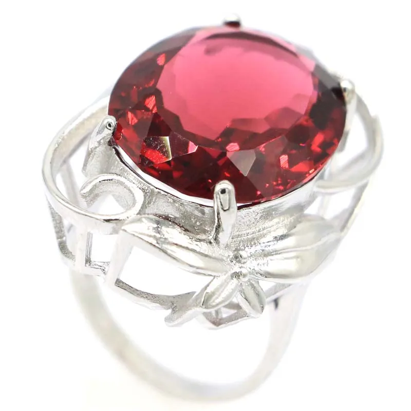 32x25 мм хит продаж большой овальный камень создан розовый турмалин Серебряные