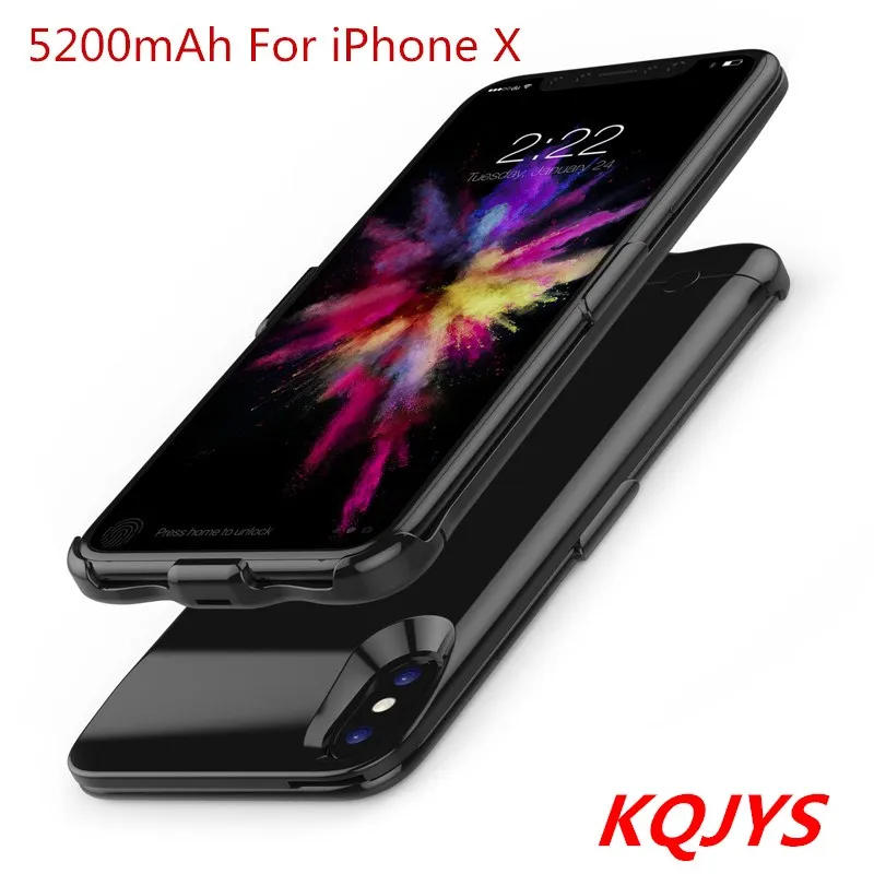 KQJYS 5200mAh портативный пластиковый чехол для батареи для iPhone X резервный аккумулятор для iPhone X чехол для батареи