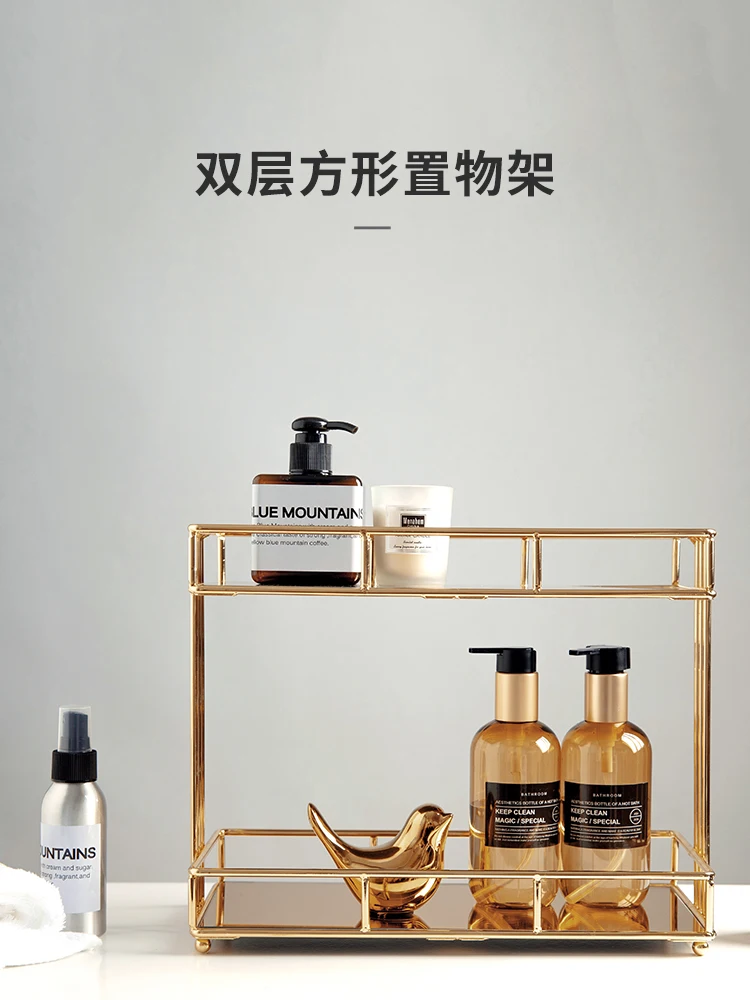 

Скандинавские стеллажи для хранения для ванной комнаты, настольные многоуровневые стеллажи для домашнего макияжа, органайзер для духов, на...