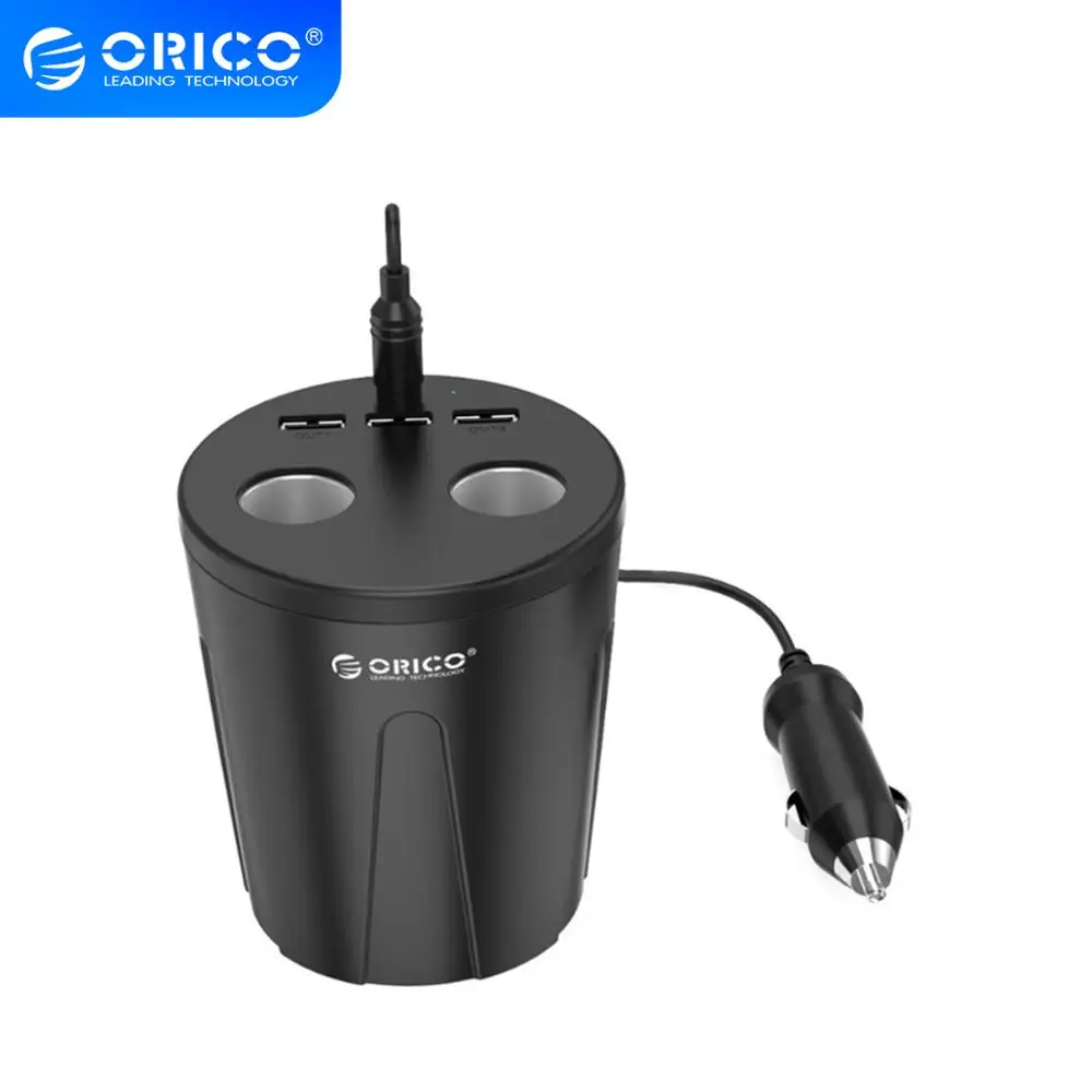 

ORICO Car Charger 3 USB +2 Cigarette Lighter Extension DC/5V 7.2A Cup Power Socket Adapter Splitter for Mobile Phone Chargers