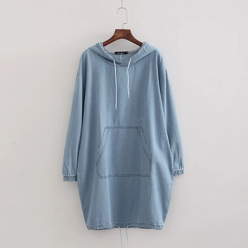 Jurk Nieuwe Lente Losse Hooded Jurken Plus Size Denim Voor Vrouwen Party Dress Vintage Harajuku vestidos |