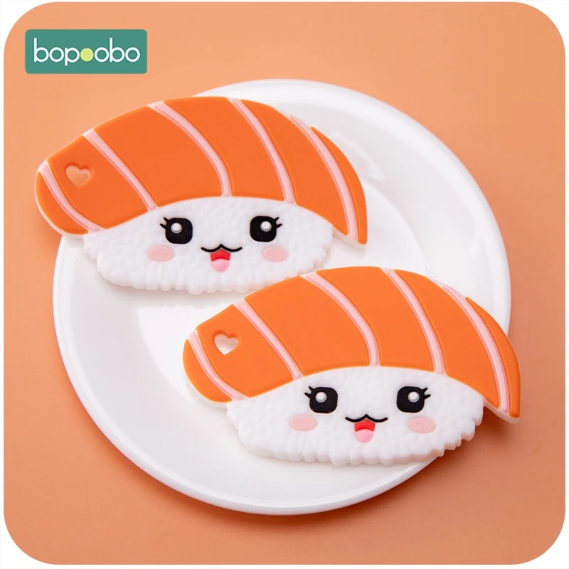 

Bopoobo 1PC Baby Teether Silicone Sushi Chewable BPA Free Rodent Baby Teething Tiny Rod Silicone Tooth Teether Kids Toy