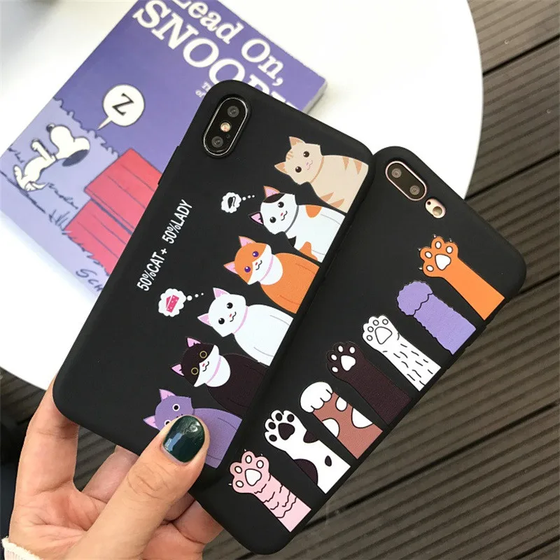 милый котенок лапа шаблон чехол для iPhone X XS 7 8 Plus 6 6s Мягкий силиконовый Для 6s| |