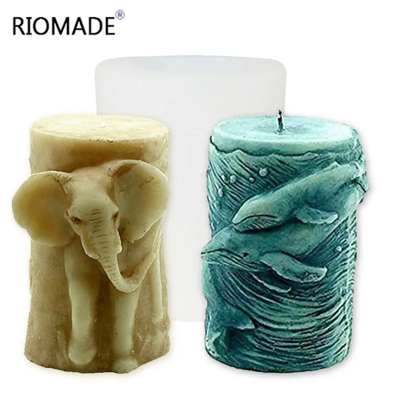 3D Elephant Dolphin Silicone Candle Mold DIY Handmade Candle Making Molds Relief Design Animal Aromatherapy Plaster Soap Mould