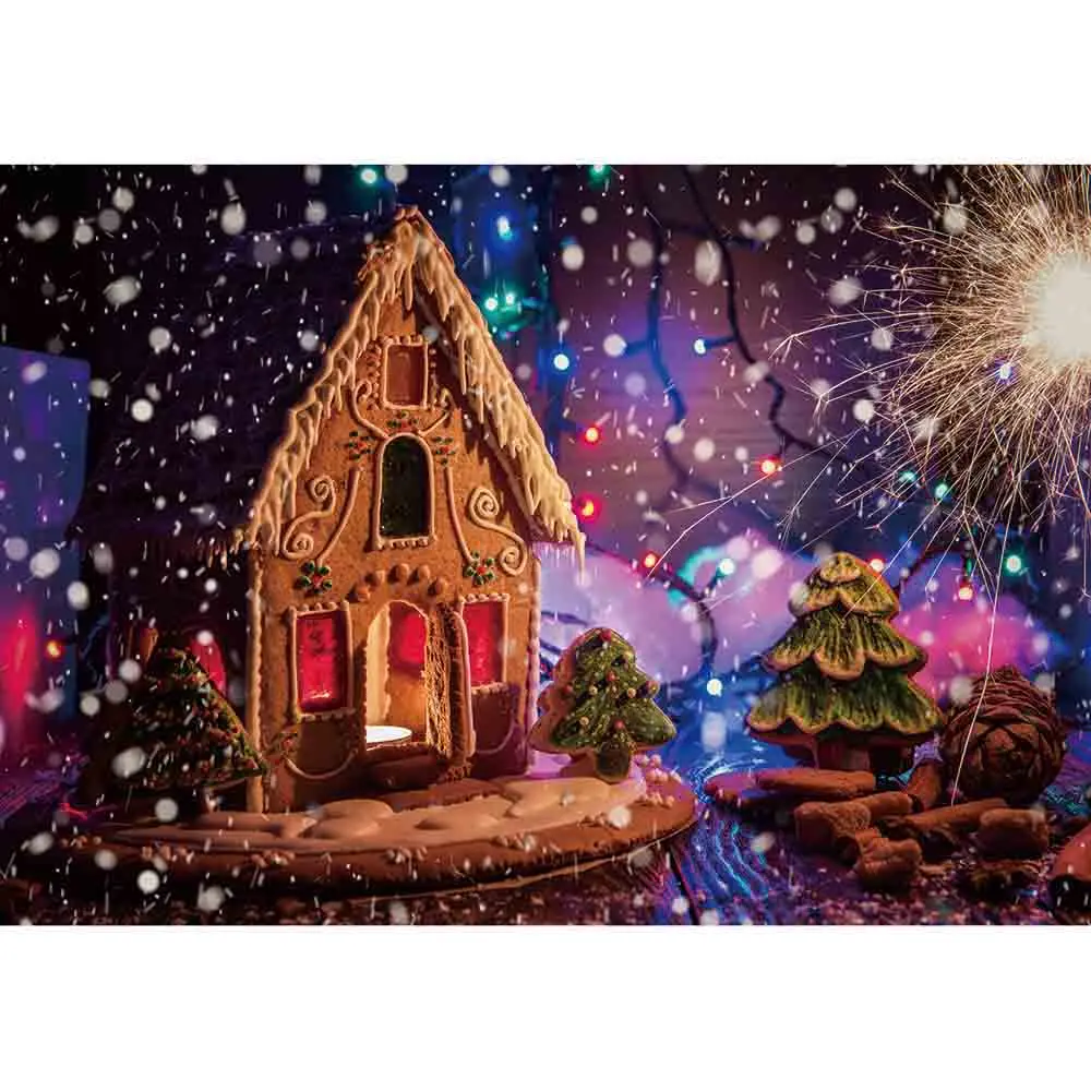 Allenjoy новогодний фон для фотосъемки Снежинка сосновый дом фейерверк зимний