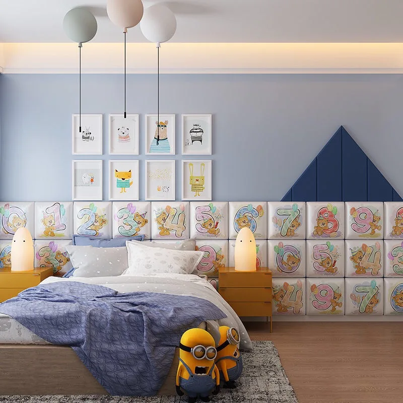 

Animal Number Wall Sticker Kids Room Decoration Anti-collision Headboard Sticker Self-adhesive Kindergarten Cartoon 3D Wallpaper