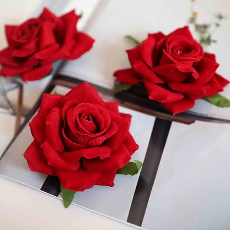 Искусственная Роза 1 шт./очень дешевая 10 см для свадебного украшения автомобиля