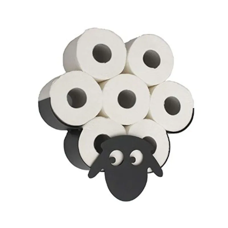 

ART & ARTIFACT Sheep Toilet Paper Roll Holder - Metal Wall Mounted or Free Standing Bathroom Tissue Storage, 7 Rolls