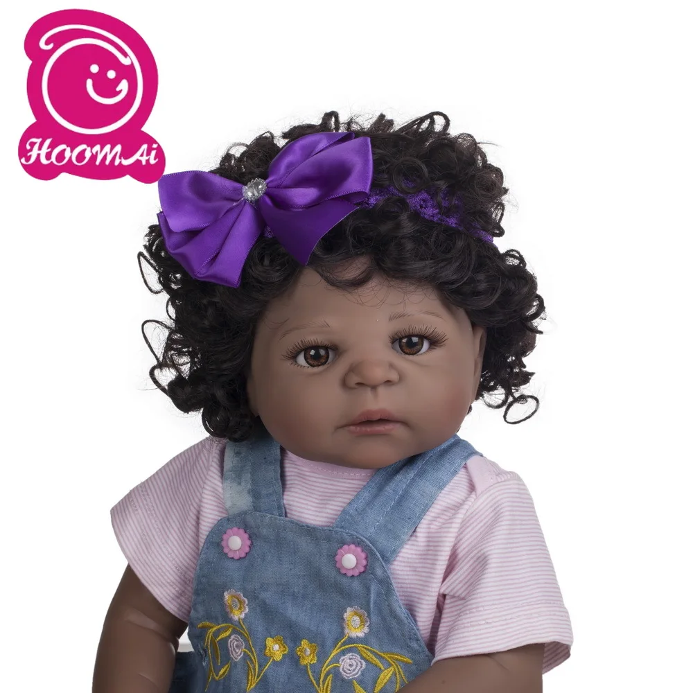 55 см полностью силиконовая кукла Reborn Baby Doll игрушка 22 дюймов черная кожа новорожденная девочка принцесса малыши кукла ребенок Купание игрушка