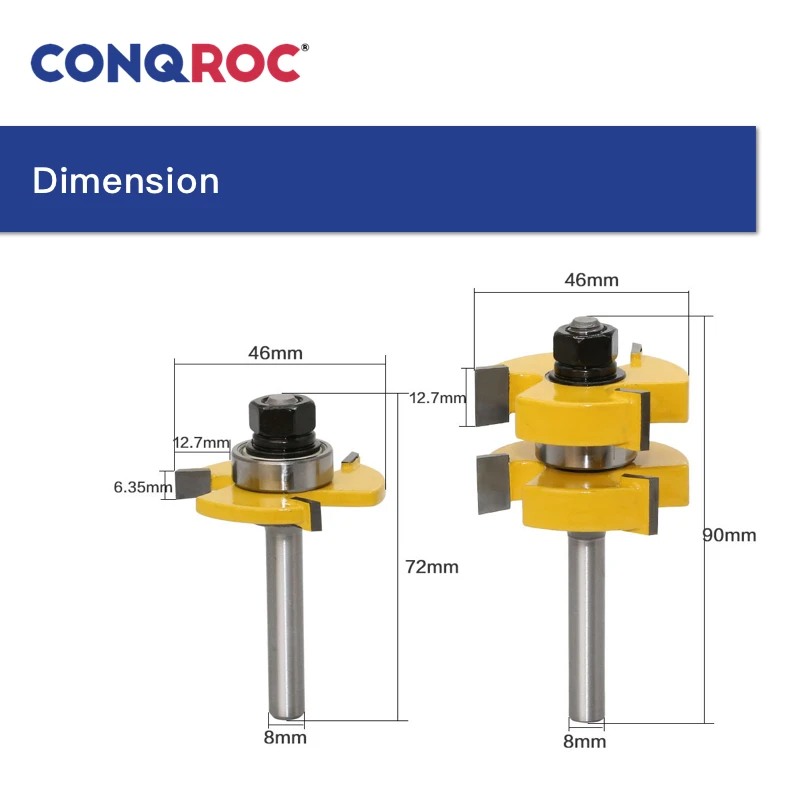Набор фрез с 3 зубцами и 8 мм хвостовик деревянный дверной пол